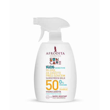 Afrodita SUN CARE Kids Sensitive naptej spray F50 – vízálló